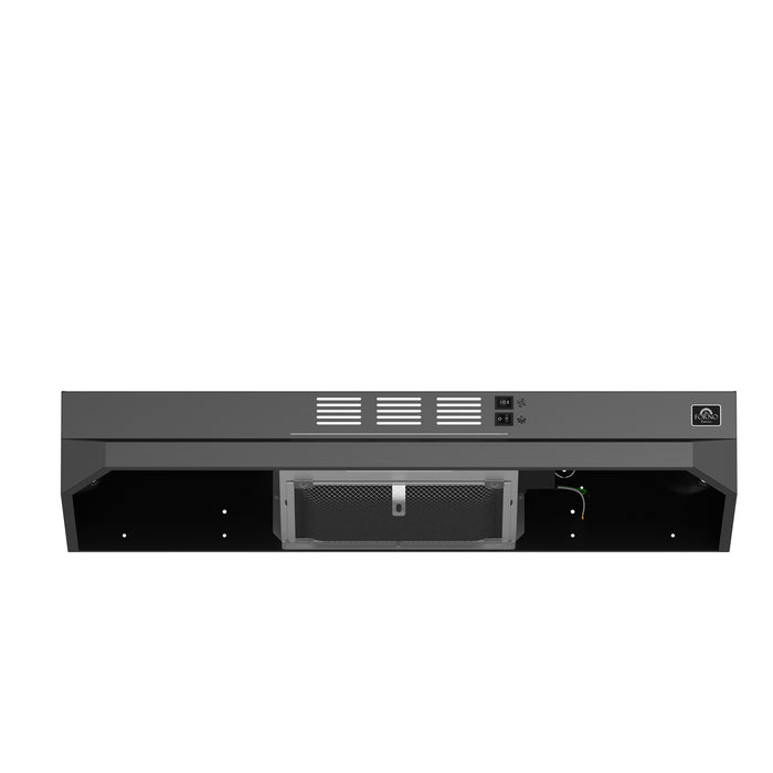 Forno Cappa 30-Inch Under Cabinet Range Hood, Black, 200 CFM, Convertible, LED Lighting