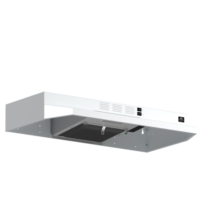 Forno Cappa 30-Inch Under Cabinet Range Hood, White, 200 CFM, Convertible, LED Lighting