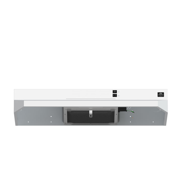 Forno Cappa 30-Inch Under Cabinet Range Hood, White, 200 CFM, Convertible, LED Lighting