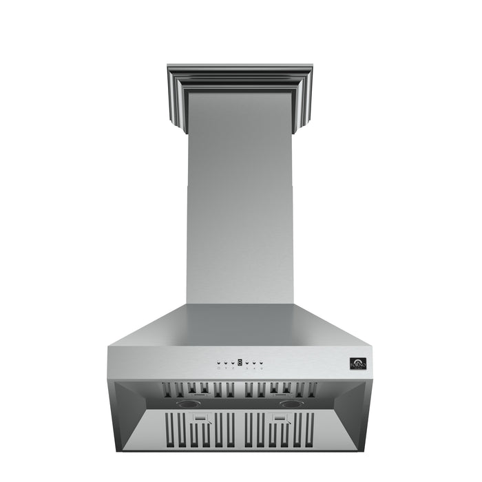 Forno Orvieto 30-Inch Wall Mount Range Hood, LED Lighting, Heavy Duty, Stainless Steel