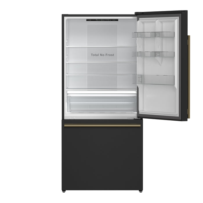 Forno Milano Espresso 31-Inch Bottom Freezer Refrigerator, Black, 17.2 cu.ft Capacity, Energy Efficient