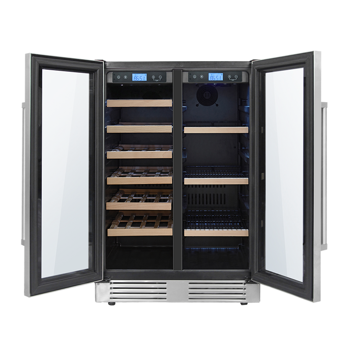 Thor Kitchen 24 Inch French Door Wine and Beverage Center, 21 Wine Bottle Capacity and 95 Can Capacity