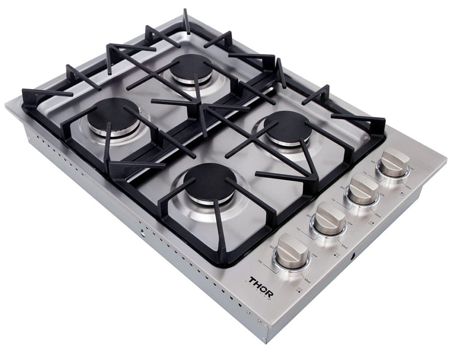 Thor Kitchen 30 Inch Professional Drop-In Gas Cooktop with Four Burners in Stainless Steel