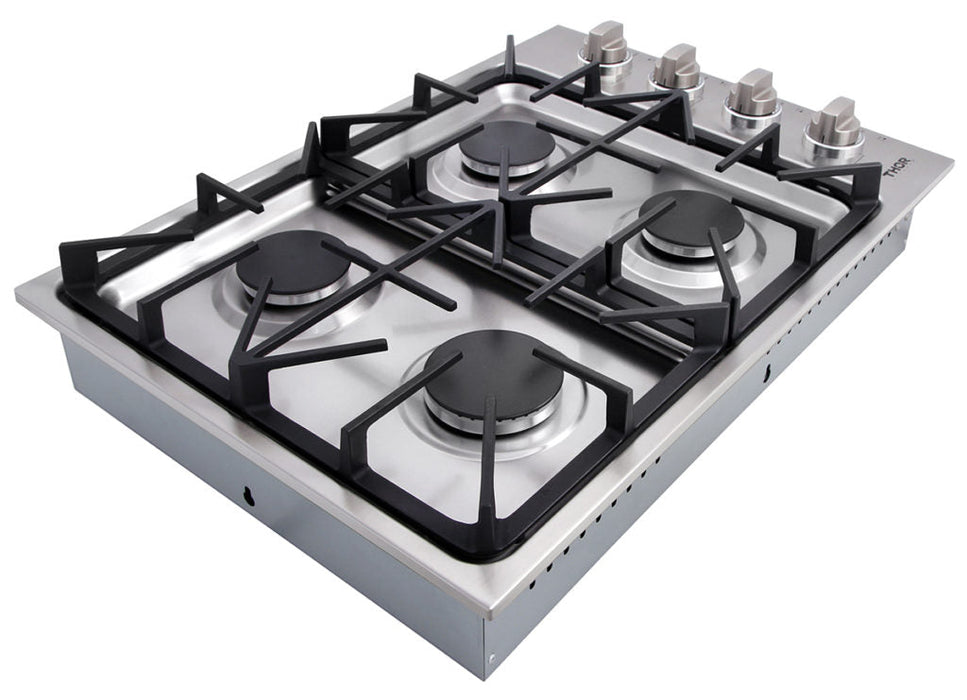 Thor Kitchen 30 Inch Professional Drop-In Gas Cooktop with Four Burners in Stainless Steel