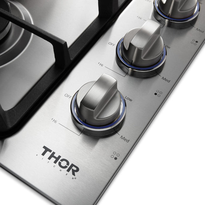 Thor Kitchen 30 Inch Professional Drop-In Gas Cooktop with Four Burners in Stainless Steel