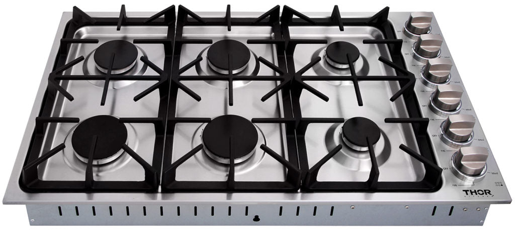 Thor Kitchen 36 Inch Professional Drop-In Gas Cooktop with Six Burners in Stainless Steel