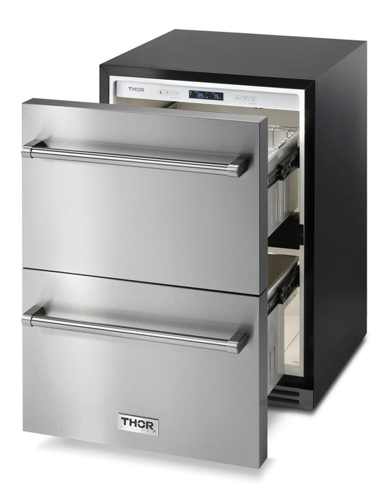 Thor Kitchen 24 Inch Indoor Outdoor Refrigerator Drawer In stainless Steel