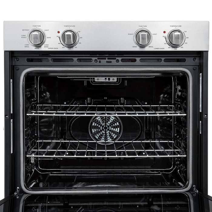 Forno Vomero 30-Inch Double Wall Oven, Stainless Steel, 10 cu.ft Total Capacity, 7100W Convection, Mechanical Controls, Self-Cleaning Function