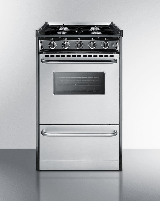 Summit 20" Wide Gas Range, Open Burners