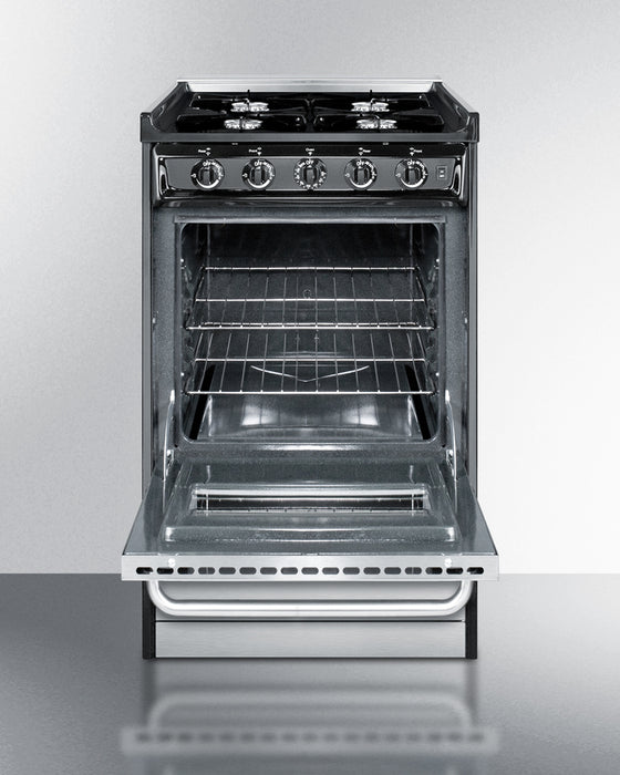 Summit 20" Wide Gas Range, Open Burners