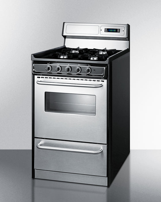 Summit 20" Wide Gas Range, Open Burners Backguard 8"