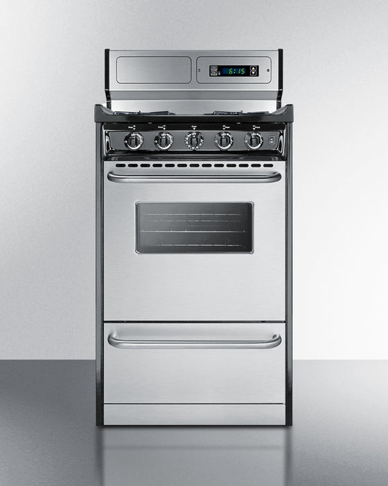 Summit 20" Wide Gas Range, Open Burners Backguard 8"