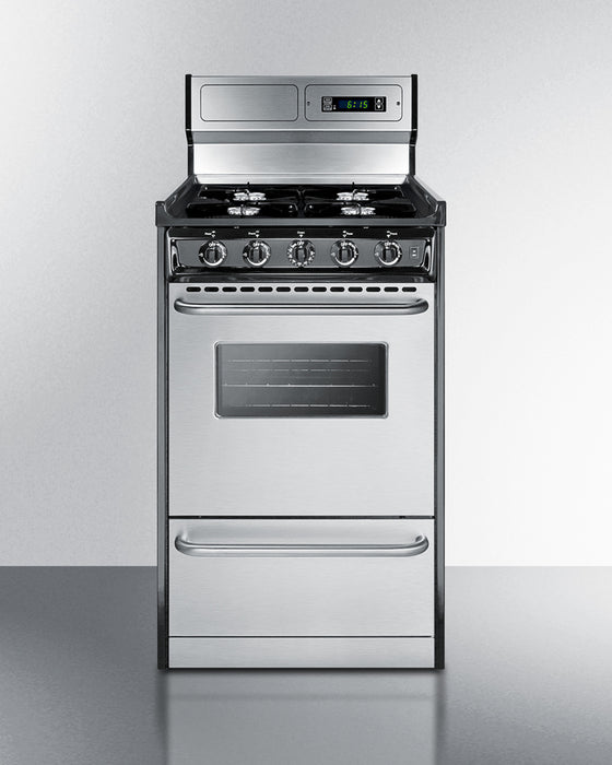 Summit 20" Wide Gas Range, Open Burners Backguard 8"