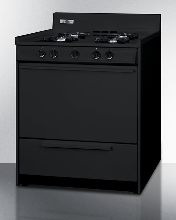 Summit 30" Wide Gas Range, Open Burners Black