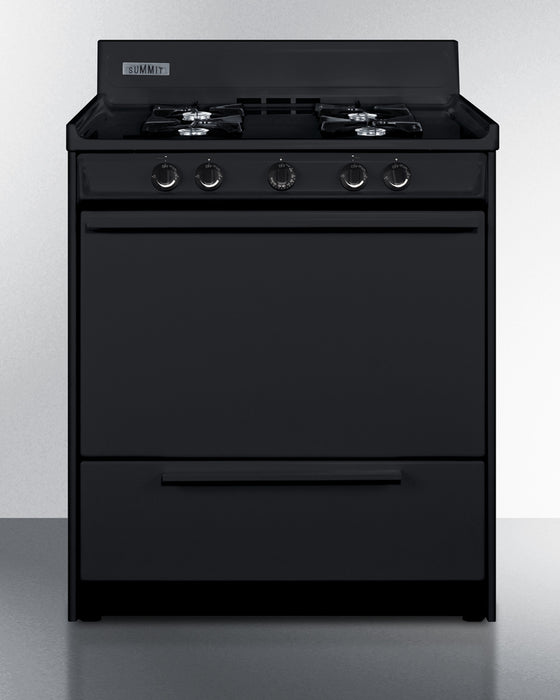 Summit 30" Wide Gas Range, Open Burners Black