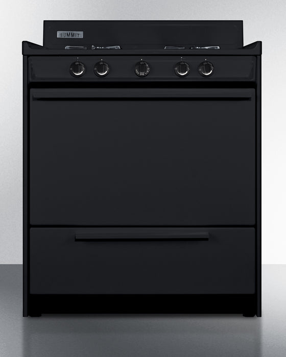 Summit 30" Wide Gas Range, Open Burners Black