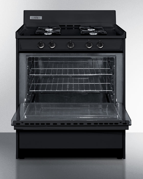 Summit 30" Wide Gas Range, Open Burners Black