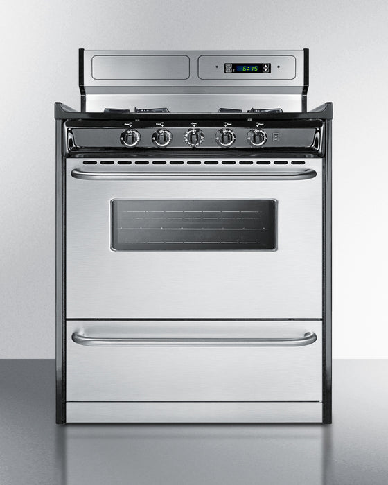 Summit 30" Wide Gas Range, Open Burners Backguard 8"