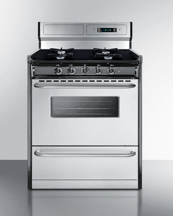 Summit 30" Wide Gas Range, Open Burners Backguard 8"