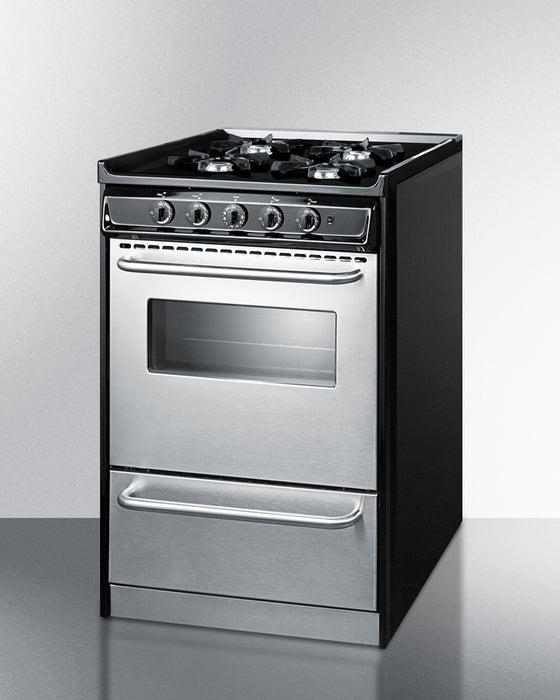 Summit 24" Wide Gas Range, Open Burners