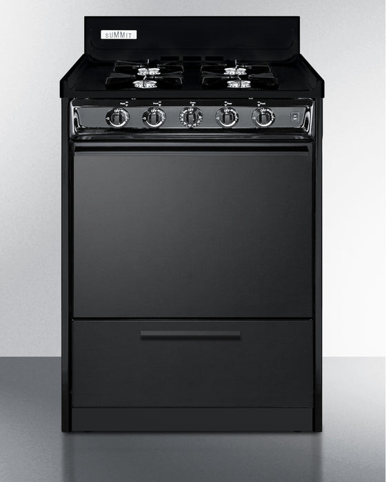 Summit 24" Wide Gas Range, Open Burners Black