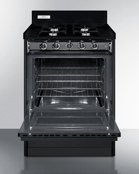 Summit 24" Wide Gas Range, Open Burners Black