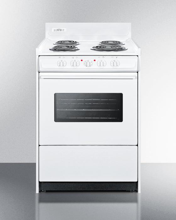 Summit 24" Wide Electric Coil Top Range Oven Door Window White