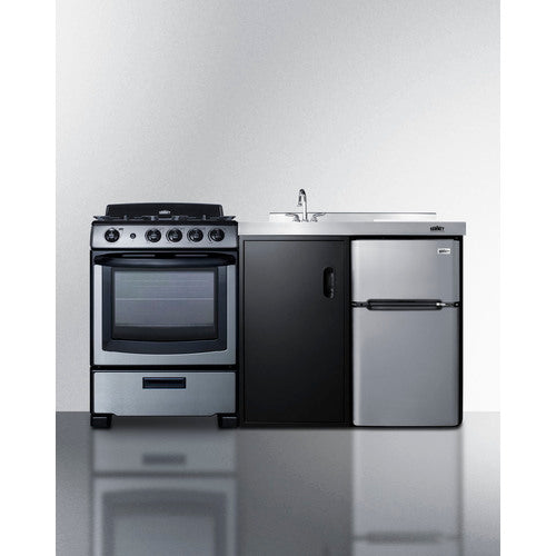 Summit 63" Wide All-in-One Kitchenette with Gas Range