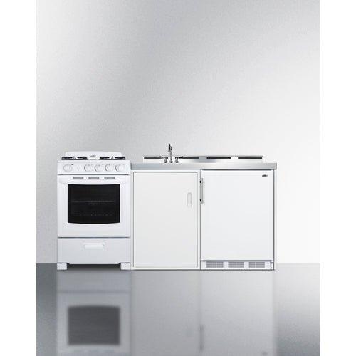 Summit 72" Wide All-in-One Kitchenette with Gas Range