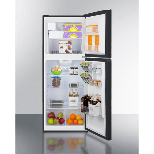 Summit 24" Wide Top Mount Refrigerator-Freezer with Icemaker Black exterior