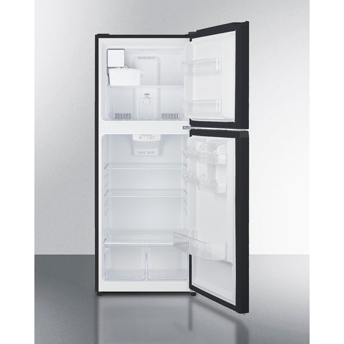 Summit 24" Wide Top Mount Refrigerator-Freezer with Icemaker Black exterior