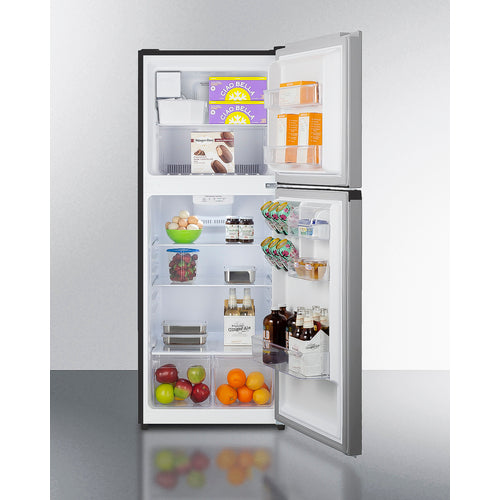 Summit 24" Wide Top Mount Refrigerator-Freezer with Icemaker stainless doors