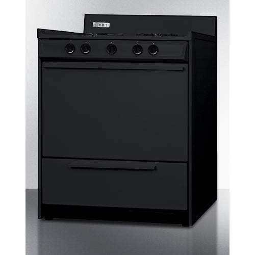 Summit 30" Wide Gas Range, Open Burners Black